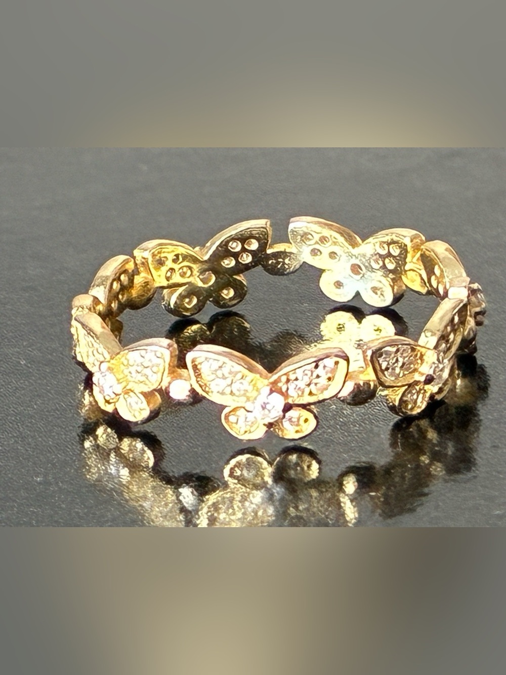 Sterling Silver 925 Infinity butterfly Gold Tone Ring Sz 7
